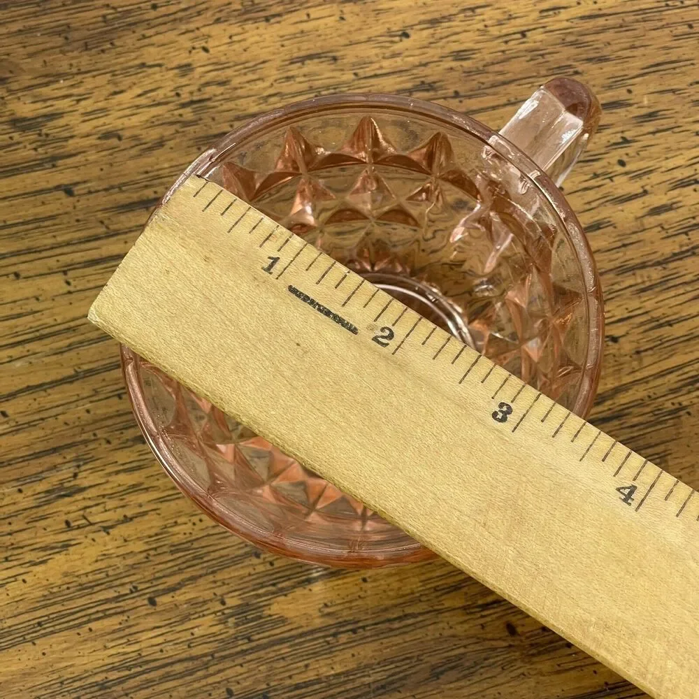 Vintage Jeanette TEACUP Windsor Pink Depression‎ Glass Diamond